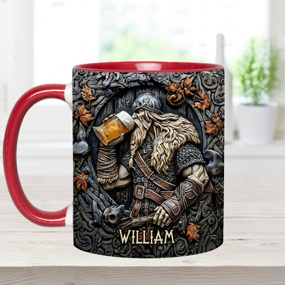 Viking Warrior Drinking Legend Raise Your Horn - Personalized Viking Accent Mug