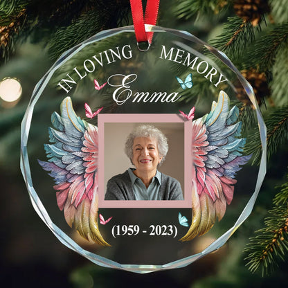 Forever In My Heart - Personalized Memorial Round Shaped Glass Ornament