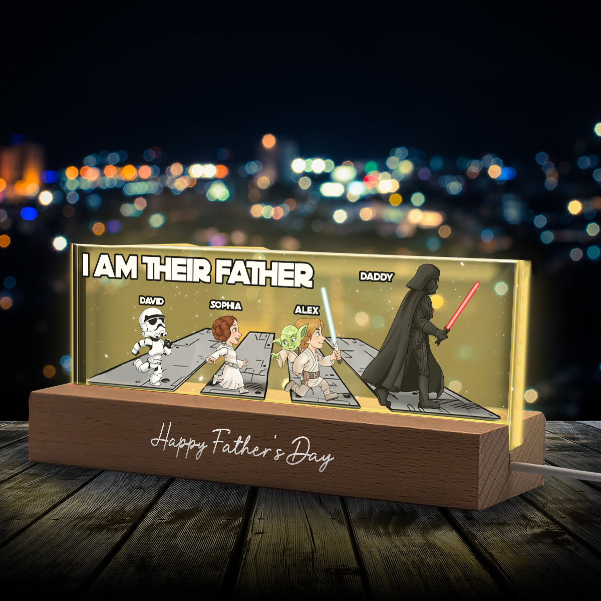 Best Daddy In The Galaxy - Personalized The Force Custom LED Night Light
