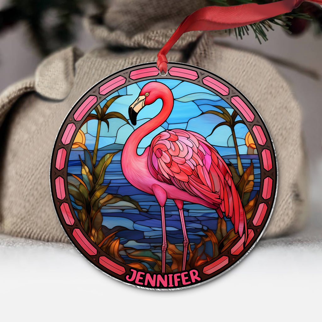 Love Flamingos - Personalized Flamingo Transparent Ornament
