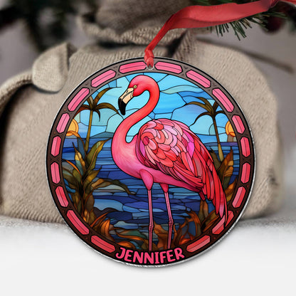 Love Flamingos - Personalized Flamingo Transparent Ornament