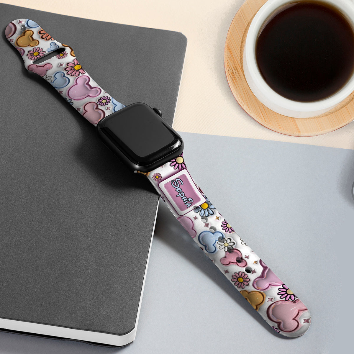 Beautiful Mouse Floral Style - Personalized Mouse Apple Watch Band