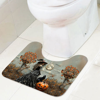 Beautiful Witch Witch Bathroom Curtain & Mats Set