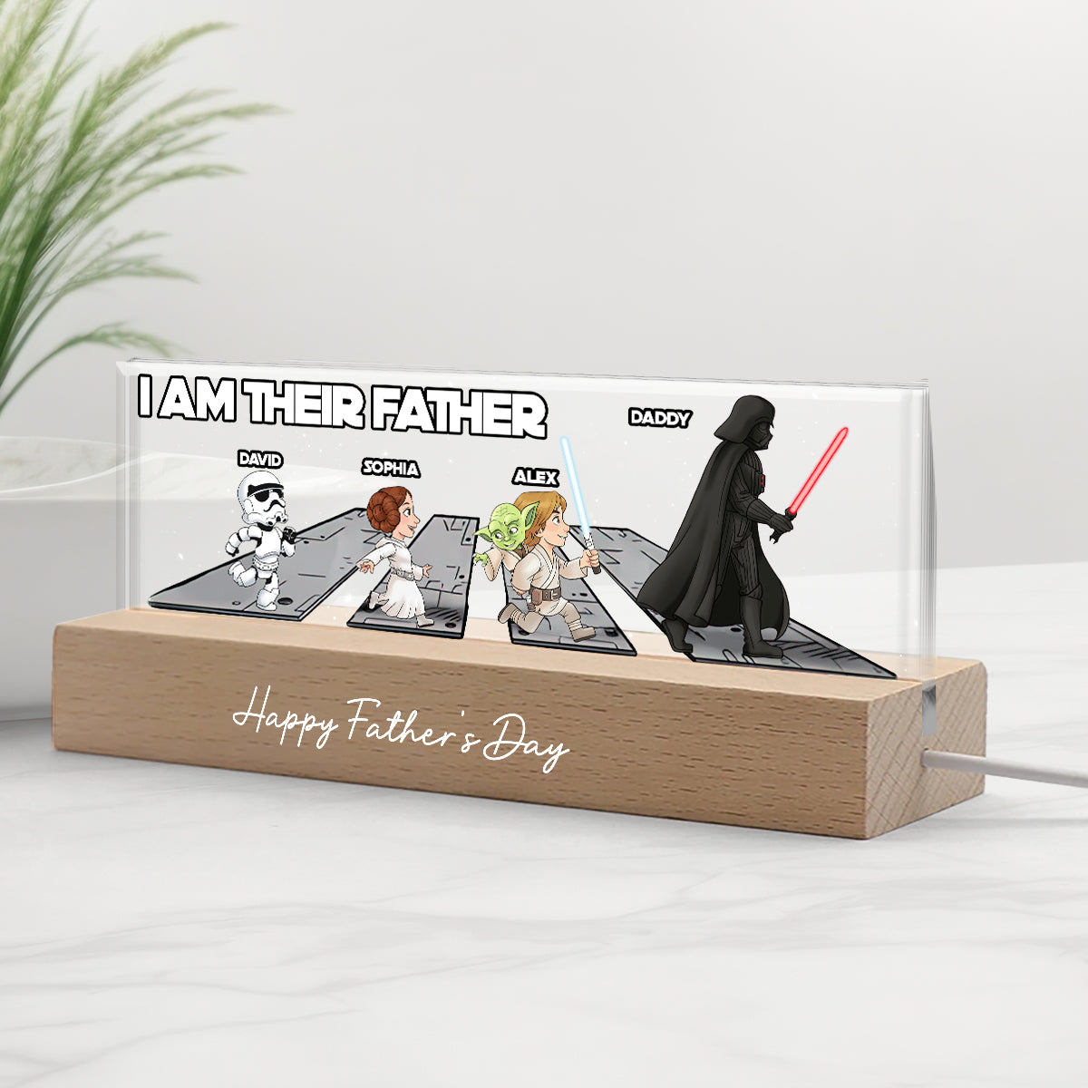 Best Daddy In The Galaxy - Personalized The Force Custom LED Night Light