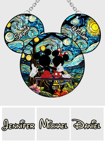 Romantic Mouse Couple - Personalized Mouse Window Hanging Suncatcher Ornament