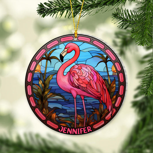 Love Flamingos - Personalized Flamingo Transparent Ornament
