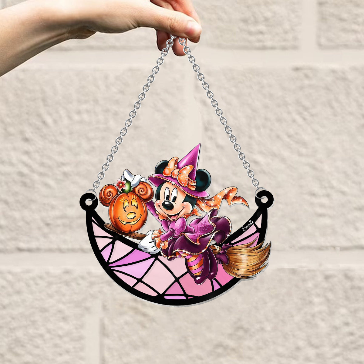 Witch On The Moon - Personalized Mouse Window Hanging Suncatcher Ornament