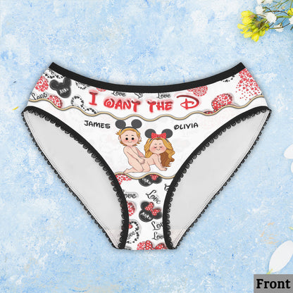 Give Me The D - Personalized Mouse Lace Border Women Briefs