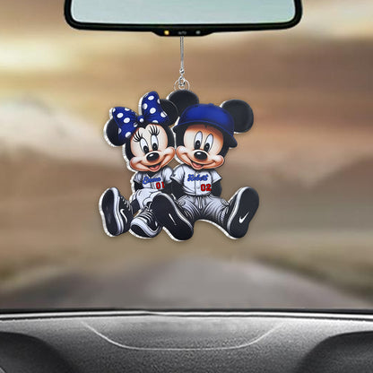 Mouse Couple Baseball - Personalized Baseball Custom Shaped Car Ornament