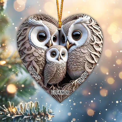1st Christmas Owl Family - Personalized Kid Ornament