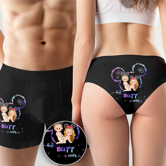 Best Butt Ever Mouse Ears Naughty - Personalized Mouse Lace Border Women Briefs And Men’s Boxer Briefs