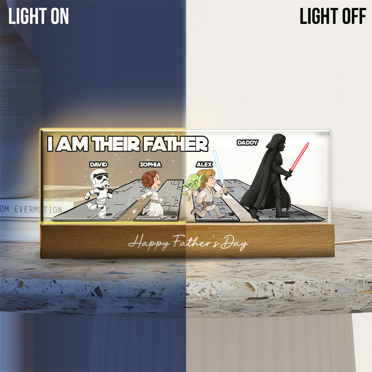 Best Daddy In The Galaxy - Personalized The Force Custom LED Night Light