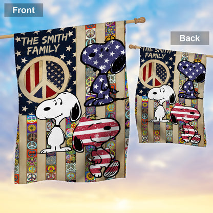 Cute Dogs Hippie Soul Retro Flag - Personalized Hippie House Flag