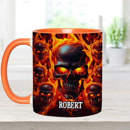Melted Skull On Fire - Personalized Skull Accent Mug