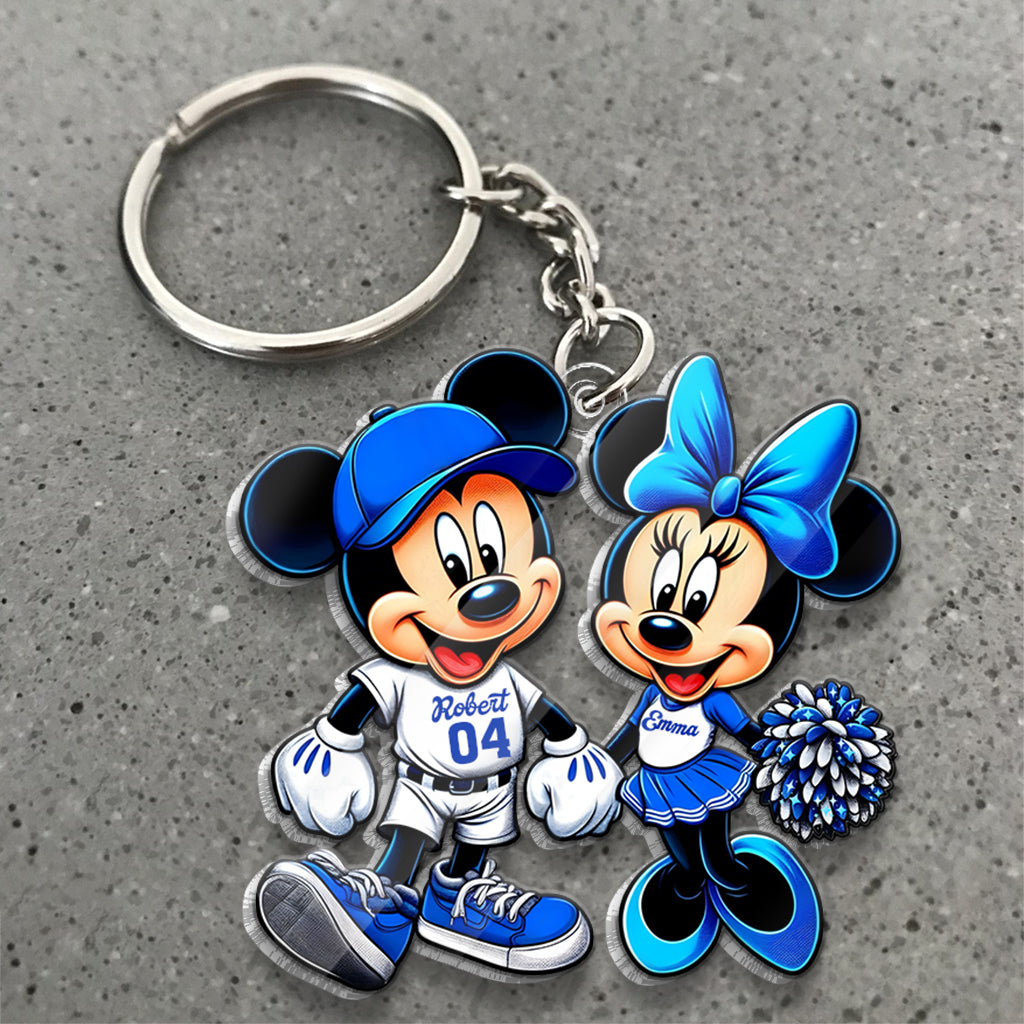 Mouse Couple Baseball - Personalized Baseball Custom Shaped Keychain