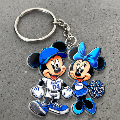 Mouse Couple Baseball - Personalized Baseball Custom Shaped Keychain
