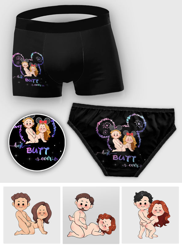 Best Butt Ever Mouse Ears Naughty - Personalized Mouse Lace Border Women Briefs And Men’s Boxer Briefs
