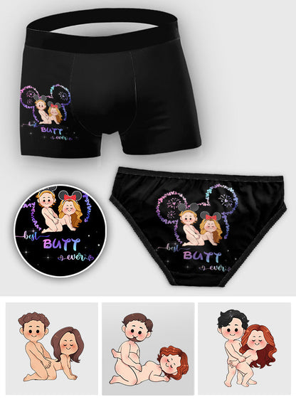 Best Butt Ever Mouse Ears Naughty - Personalized Mouse Lace Border Women Briefs And Men’s Boxer Briefs
