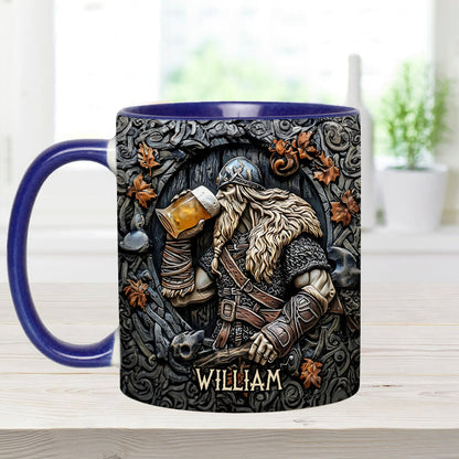 Viking Warrior Drinking Legend Raise Your Horn - Personalized Viking Accent Mug