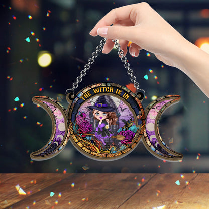 The Witch Is In - Personalized Witch 2 Layered Window Hanging Suncatcher