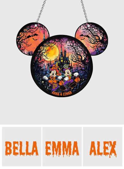 Halloween Mouse Couple - Personalized Mouse Window Hanging Suncatcher Ornament
