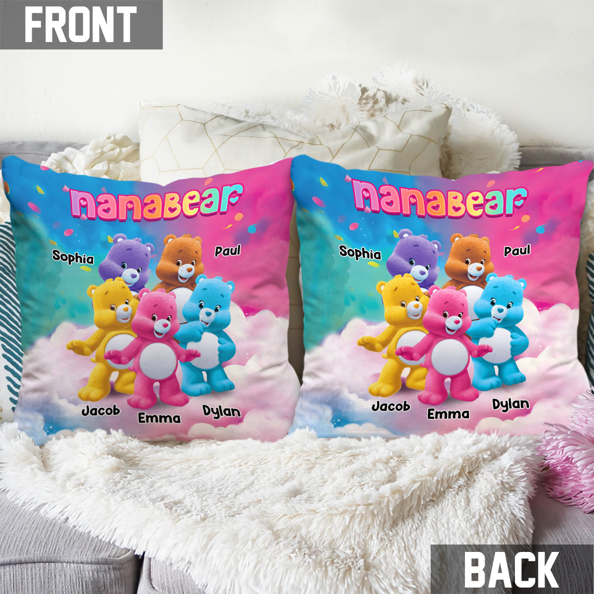 Nanabear - Personalized Grandma Throw Pillow