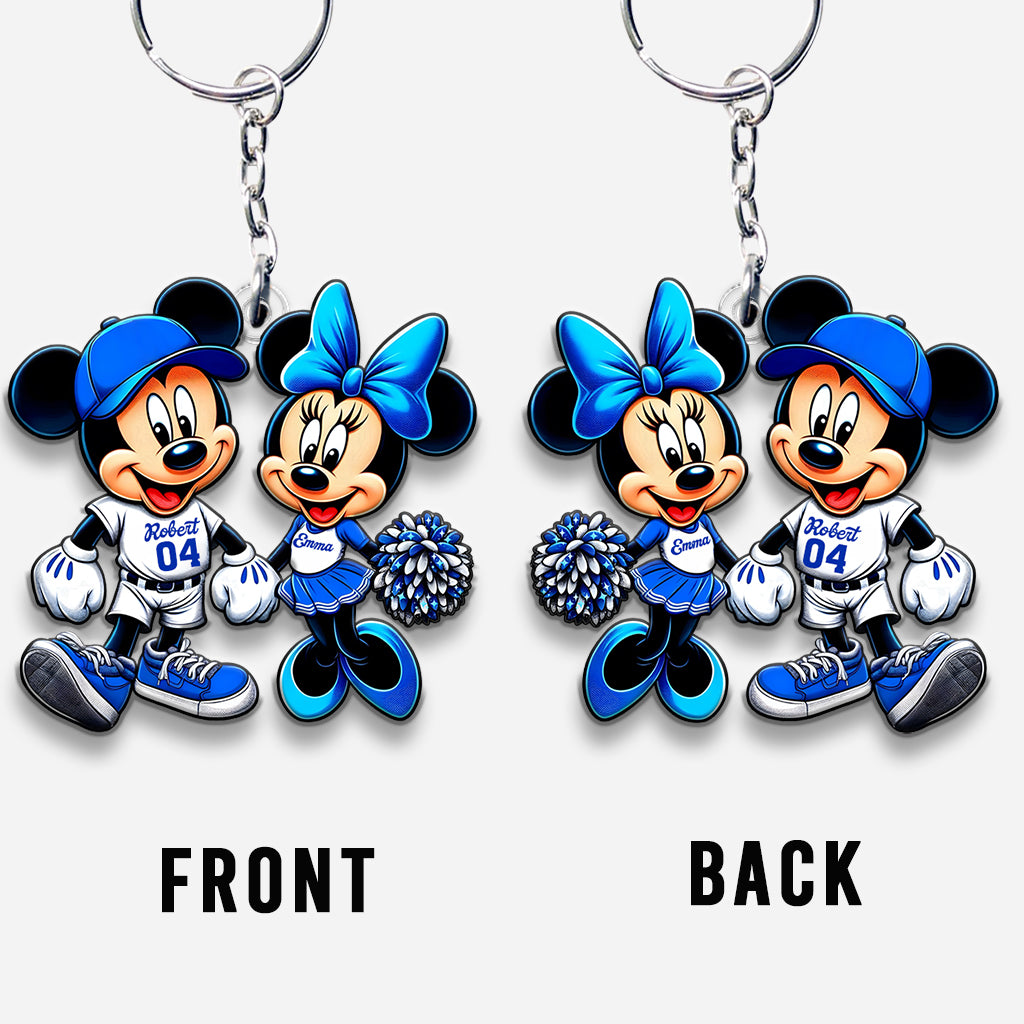 Mouse Couple Baseball - Personalized Baseball Custom Shaped Keychain