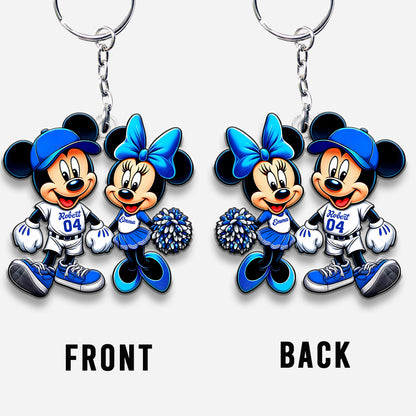 Mouse Couple Baseball - Personalized Baseball Custom Shaped Keychain