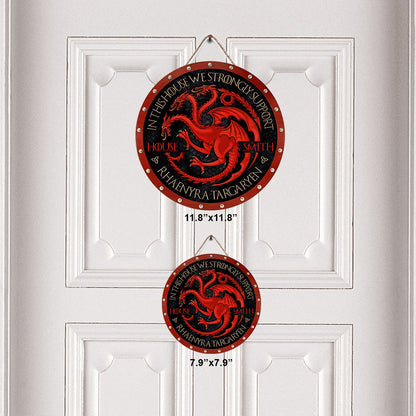 Team Black - Personalized Thrones Game Round Wood Sign