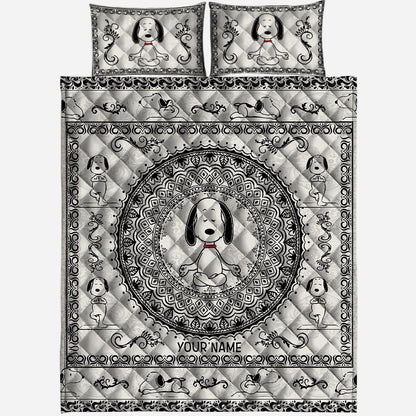 White Dog - Personalized Quilt Set