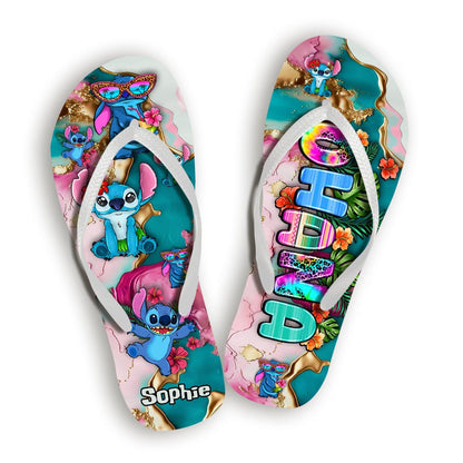 Ohana Tropical Colorful Leopard - Personalized Ohana Flip Flops