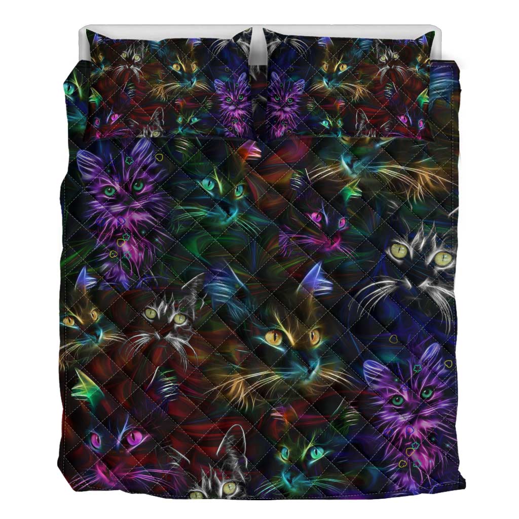 Cat Neon Cat  Quilt Set 0622
