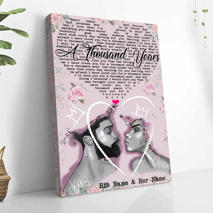 I Love You For A Thousand Year - Personalized Couple African American Poster