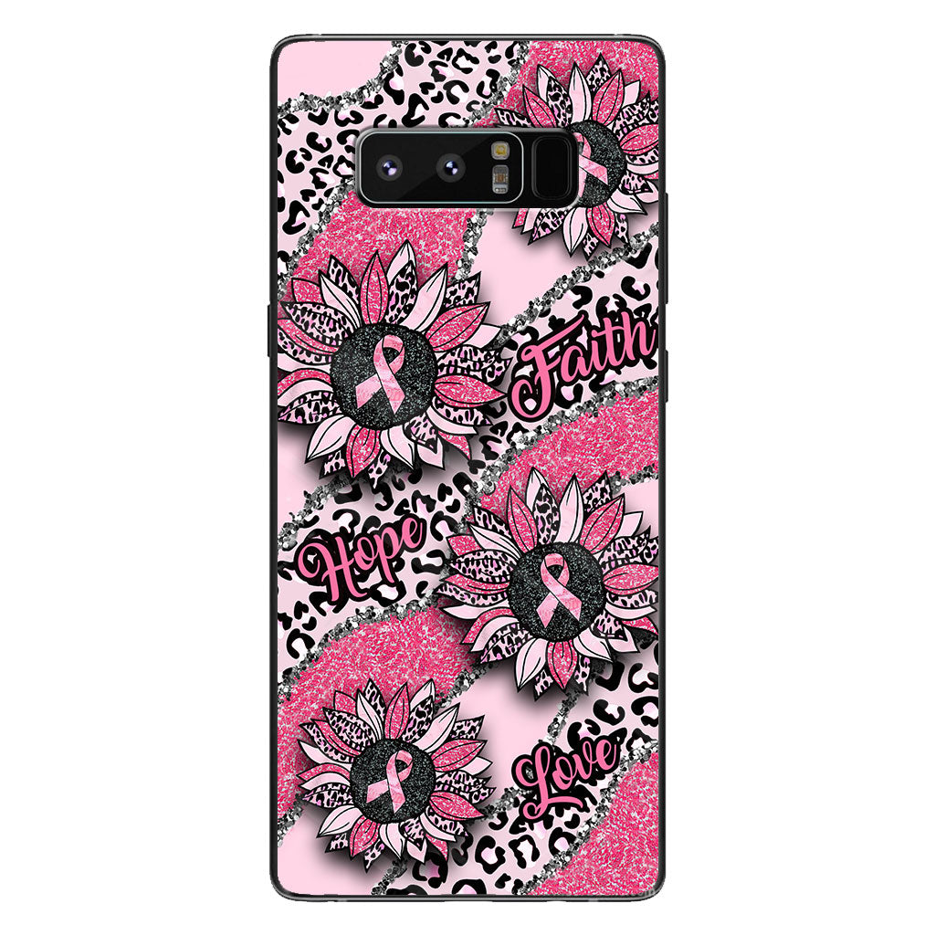 Faith Hope Love Wavy Pink Ribbon Leopard Sunflower Breast Cancer Awareness Phone Case