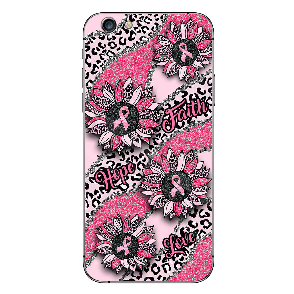 Faith Hope Love Wavy Pink Ribbon Leopard Sunflower Breast Cancer Awareness Phone Case