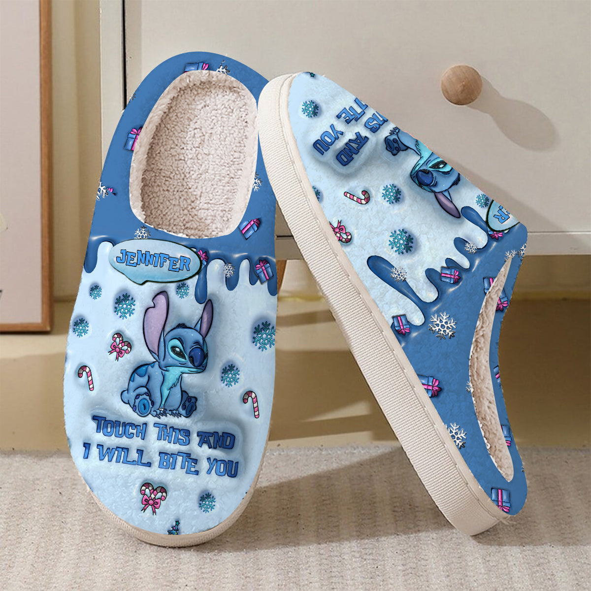 Touch This And I'll Bite You - Personalized Ohana Slippers