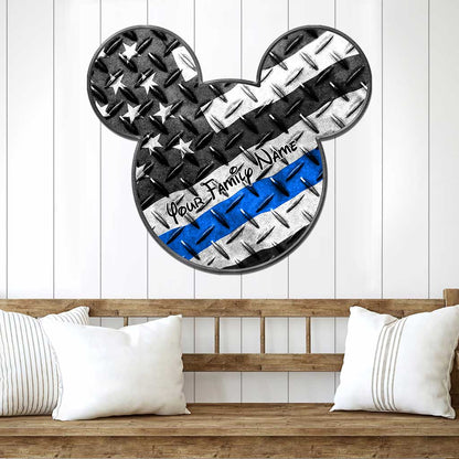 Support The Blue Line - Personalized Independence Day Police Officer Cut Metal Sign