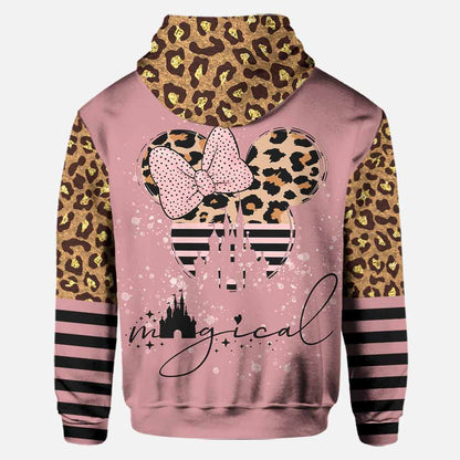 Magical Pink Leopard Mouse Ears - Personalized Mouse Hoodie And Leggings