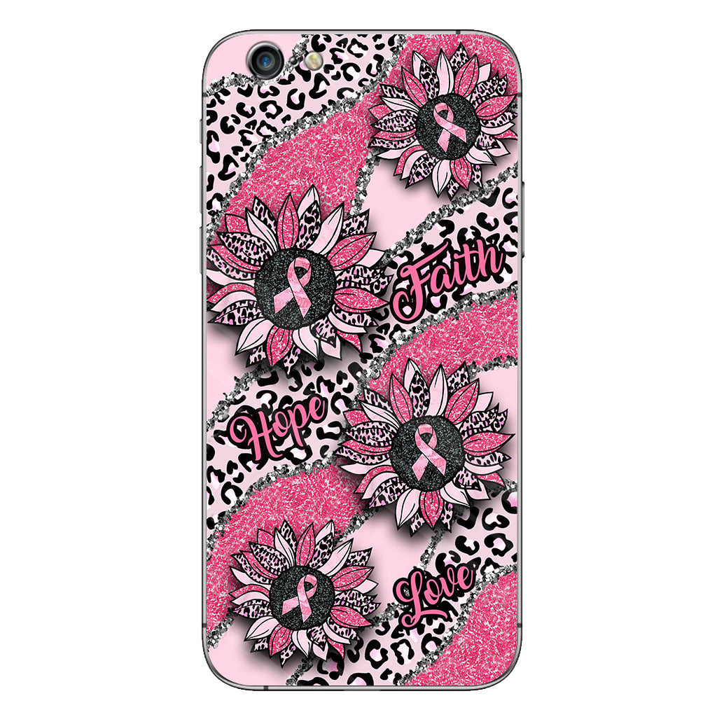 Faith Hope Love Wavy Pink Ribbon Leopard Sunflower Breast Cancer Awareness Phone Case