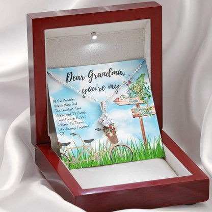 Vintage Gift For Your Beloved Grandma On Mother's Day With Bicycle - Grandma Petite Ribbon Necklace 0921