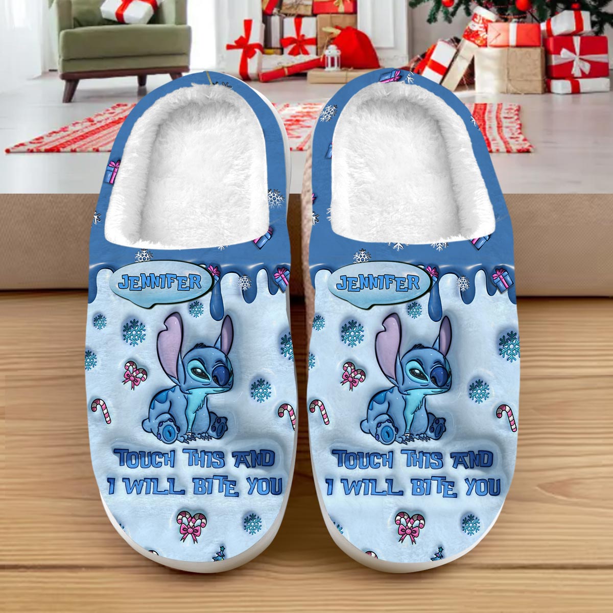 Touch This And I'll Bite You - Personalized Ohana Slippers
