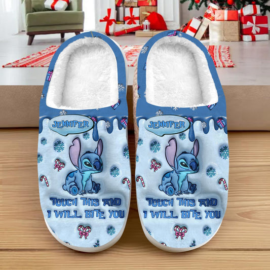 Touch This And I'll Bite You - Personalized Ohana Slippers