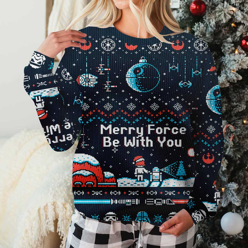 Merry Force Be With You - Personalized Christmas The Force Sweater