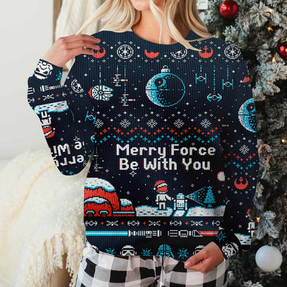 Merry Force Be With You - Personalized Christmas The Force Sweater