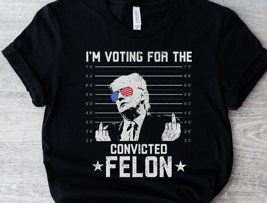 I'm Voting For The Convicted FeI0n American Flag Trump Funny Political T-Shirt Graphic Tee Election Humor Satire Shirt T-shirt & Hoodie