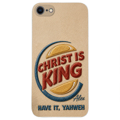Christ Is King - Personalized Christian Classic Cap & Leather Phone Case