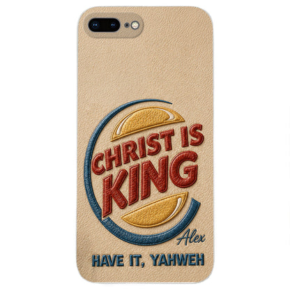 Christ Is King - Personalized Christian Classic Cap & Leather Phone Case