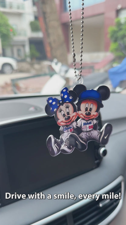Mouse Couple Baseball - Personalized Baseball Custom Shaped Car Ornament