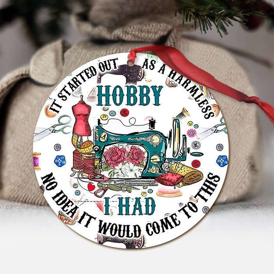 Green Sewing Machine Not A Normal Hobby White Circle - Sewing Ornament (Printed On Both Sides) 1122