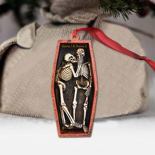 Love Never Dies - Personalized Christmas Skull Ornament (Printed On Both Sides)